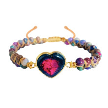 Jasper Heart Bracelet Adjustable Rope Natural Stone
