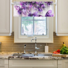 Purple Butterflies Watercolor Curtain Valance Farmhouse
