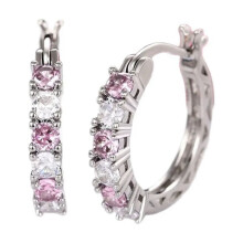 Sterling Silver White Gold Plated Cubic Zirconia Hoop