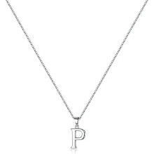 925 Sterling Silver Initial Pendant Necklace with Figaro