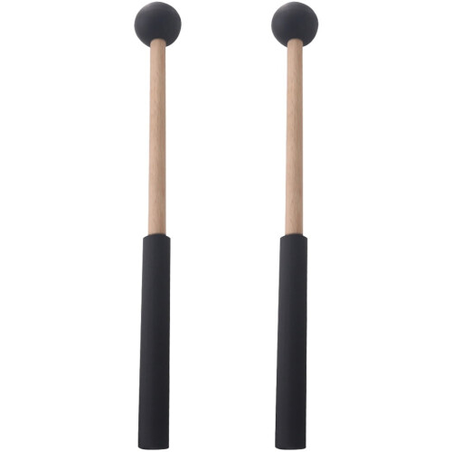MUSEYA Wooden Rubber Drumsticks Ergonomic Handle Black 1