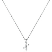 Sterling Silver Initial Pendant Necklace with Figaro Chain