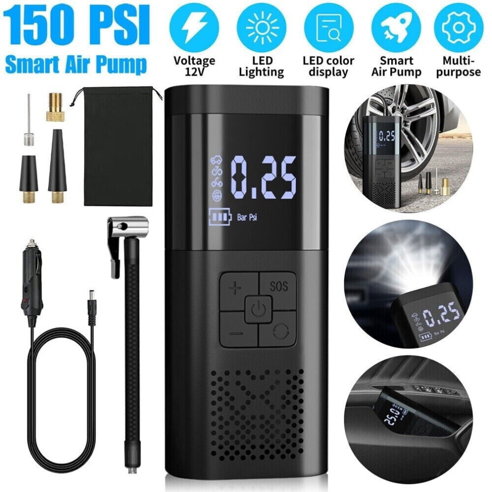 Digital Electric Tire Inflator 150 Psi Portable Cordless 902370322686