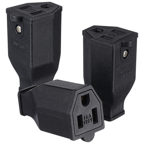MUSEYA Female Extension Cord Ends Black 3 Pcs