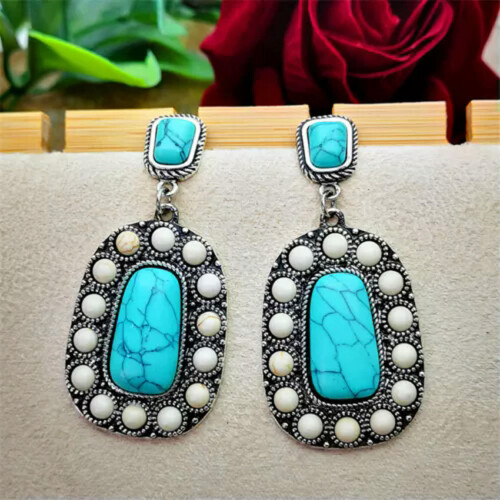 Boho Drop Earrings 925 Silver Tourmaline A Pair