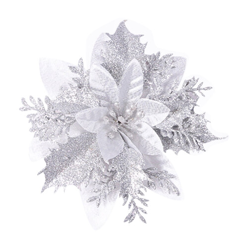 Glitter Hollow Leaf Ornaments Gold Silver Red 5 pcs 14 cm