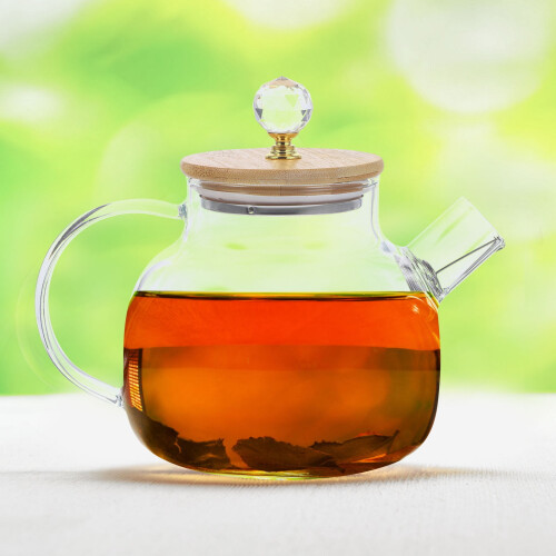 WINOMO Borosilicate Glass Teapot Round Simple Chic 1 Pack