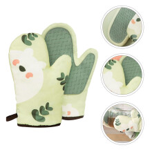 LEORX Oven Mitts Heat-Resistant Twill Green 1 Pair