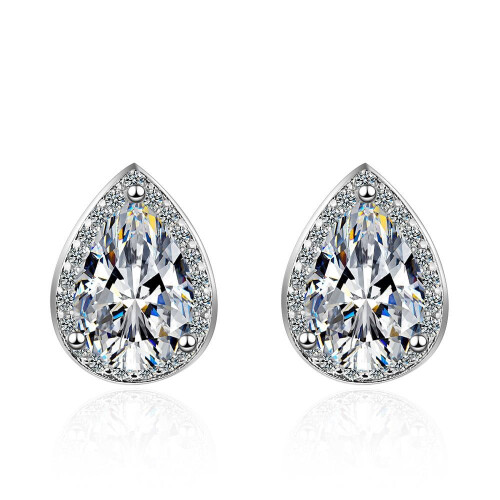 925 Sterling Silver Stud Earrings with Cubic Zirconia for