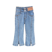 Flare Jeans for Toddlers Button Waist Denim Pants Blue