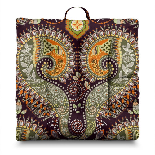 Boho Meditation Cushion Paisley Square 22 x 22