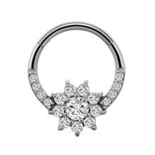 Titanium Micro Cubic Zirconia Nose Hoop Ring 1 Pc