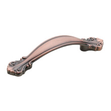 Carved Cabinet Handle Vintage Zinc Alloy 128mm Red