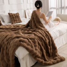 Double-Sided Fleece Blanket Coffee 55x79 Inch