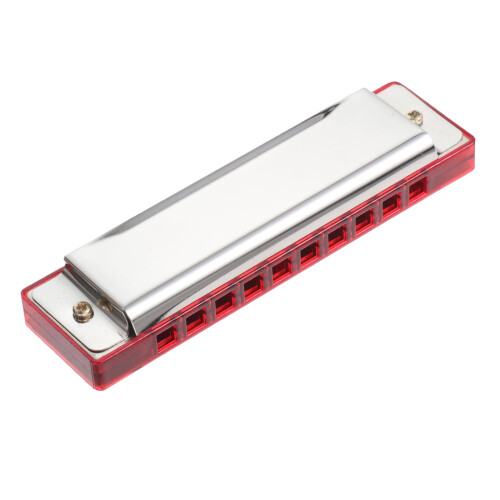 Red Metal Harmonica 20-Tone Portable Wind Instrument
