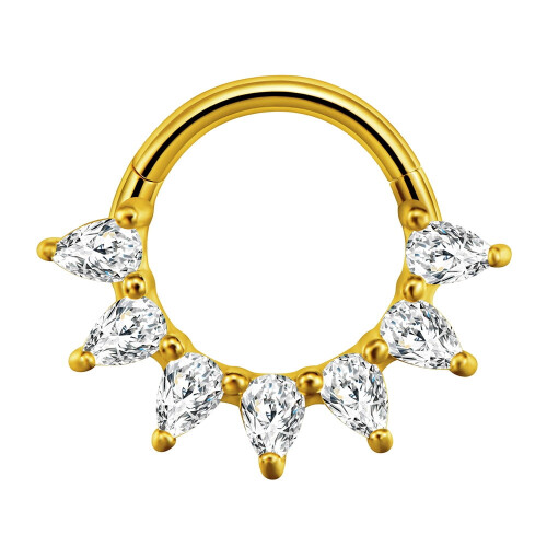 Titanium Micro Cubic Zirconia Nose Hoop Ring 1 Pc