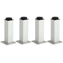 Adjustable Aluminum Cabinet Legs Square 4 pcs 20 cm Silver