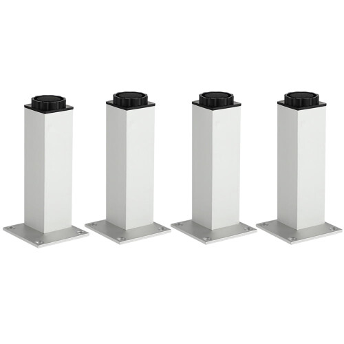 Adjustable Aluminum Cabinet Legs Square 4 pcs 20 cm Silver