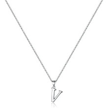 925 Sterling Silver Initial Pendant Necklace with Figaro