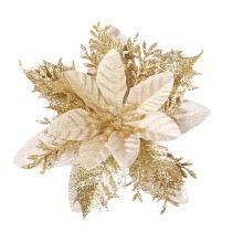 Glitter Hollow Leaf Ornaments Gold Silver Red 5 pcs 14 cm