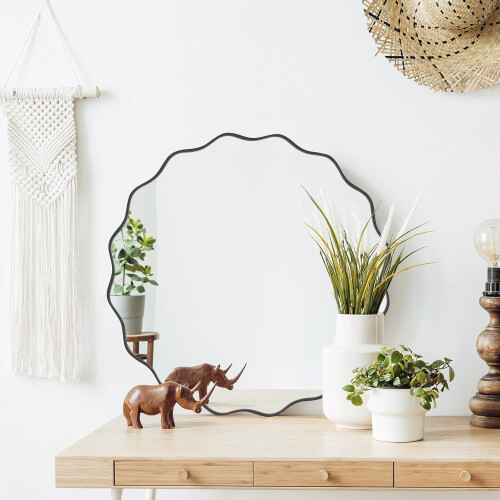 Decorative Wall Mirror Irregular Wavy Modern Black 50cm — wavy mirror, black wall mirror, modern mirror 2