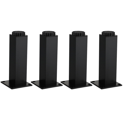 Adjustable Aluminum Cabinet Legs Square 4 pcs 20 cm Black