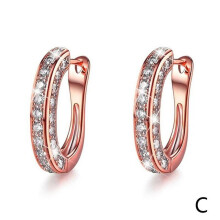 Rose Gold Hoop Earrings for Women with Cubic Zirconia 1 Pair