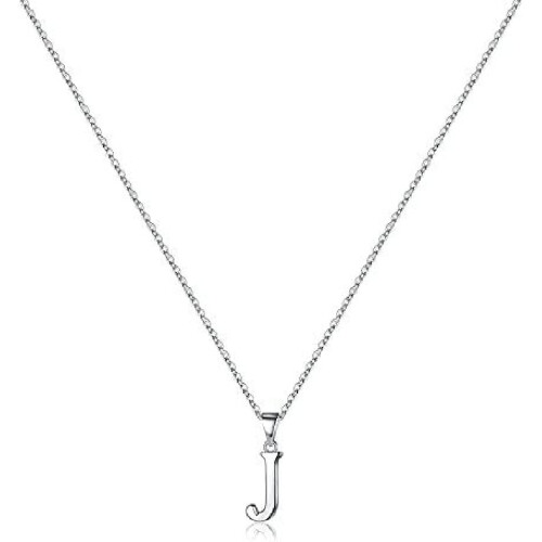 925 Sterling Silver Initial Pendant Necklace with Figaro