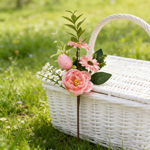 Easter Egg Picks Artificial Roses Eggs Spring Decor Stems