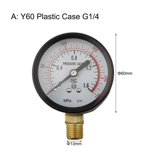 Y60 Water Pressure Gauge 0-1.6MPa for Pool Filter 1