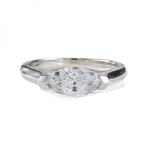 Marquise Moissanite Ring in 925 Sterling Silver