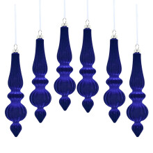 Velvet Cone Christmas Ball Ornaments Blue 6 Pcs