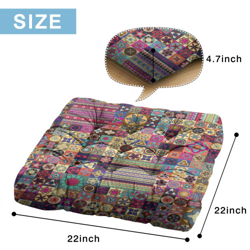 Almofada de chão quadrada de veludo para meditação, estilo boho, 56 cm (22 polegadas) 1