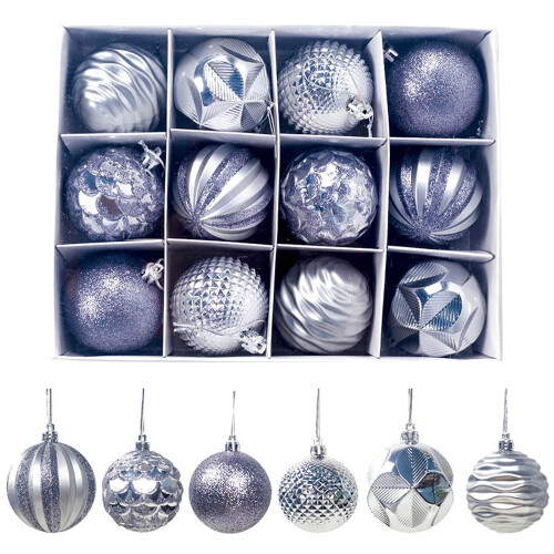 SuoKom Shatterproof Silver Christmas Balls 12 pcs