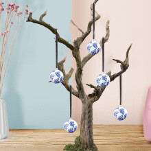 Christmas Ornament Blue White Porcelain Ceramic Ball 1 Piece