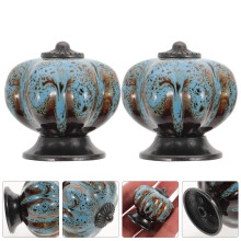 MUSEYA Round Alloy Drawer Pulls Blue Finish 1 Set