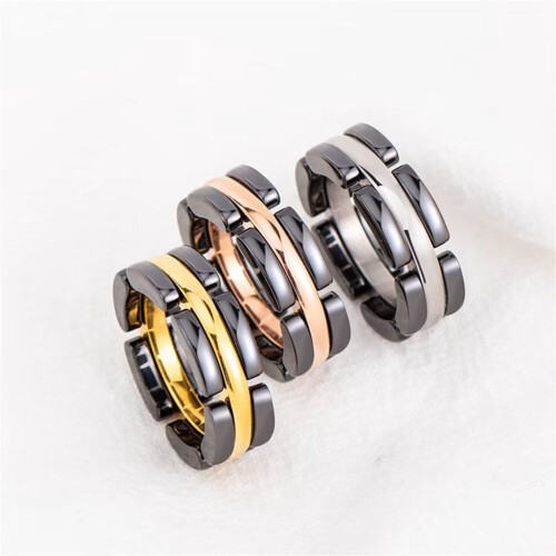 Schwarzer Keramik-Punk-Ring für Damen, Größe 10 1