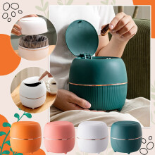 Round desktop bin with lid press-type removable plastic