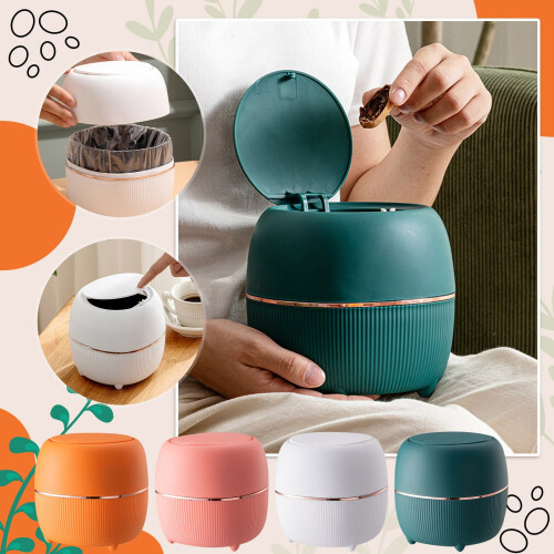 Round desktop bin with lid press-type removable plastic