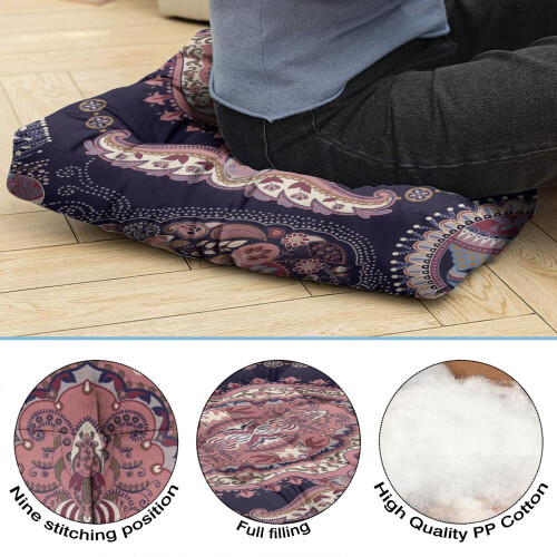 Štvorcový meditačný vankúš Boho Paisley 22x22 1
