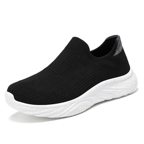 Black Unisex Walking Shoes Soft Sole Mesh Upper Size 9.5 1