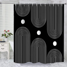 Tenda da doccia bianca e nera, extra lunga, 72x84 pollici
