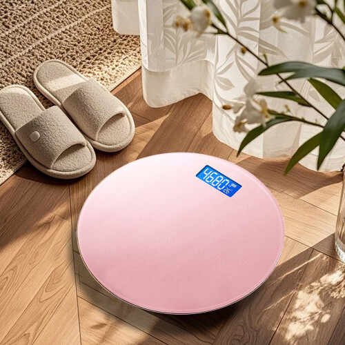 Round Glass Bathroom Scale with USB Charging and