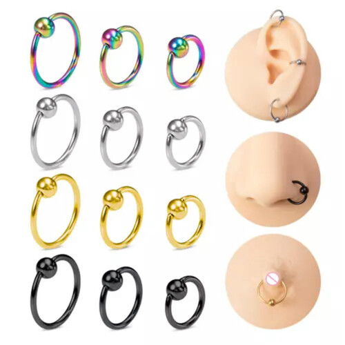 Captive Bead Ring Ear Hoop 16G 10mm Gold 10 Pcs