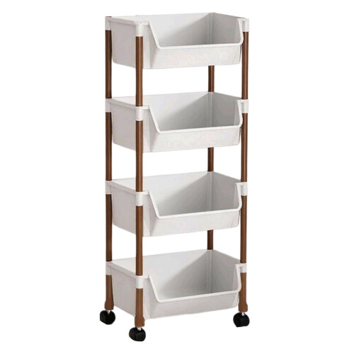 Kitchen Storage Rack Floor Standing 4-Tier Movable Trolley 1