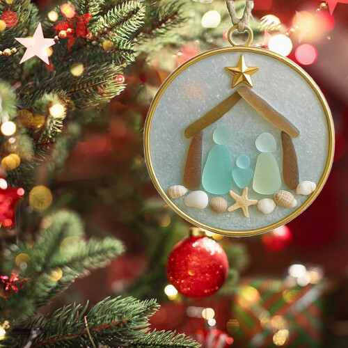 Leutsin Sea Glass Nativity Ornament Handmade 1PC 2