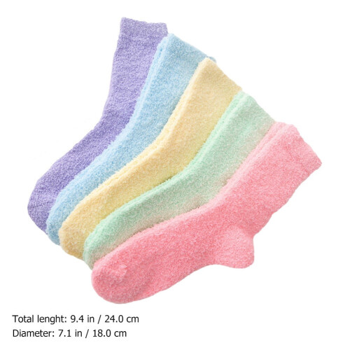Thick Fleece Slippers 5 Pairs Assorted Colors 1