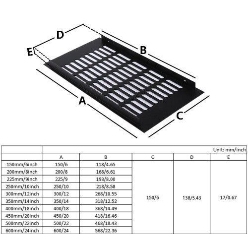 Rejilla rectangular de aleación de aluminio de 150 mm 1