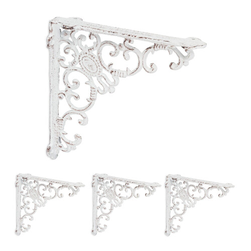 Antieke gietijzeren plankdragers, set van 4 1