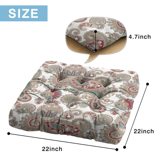 Almofada de meditação boho quadrada com estampa paisley (22x22 polegadas) 1